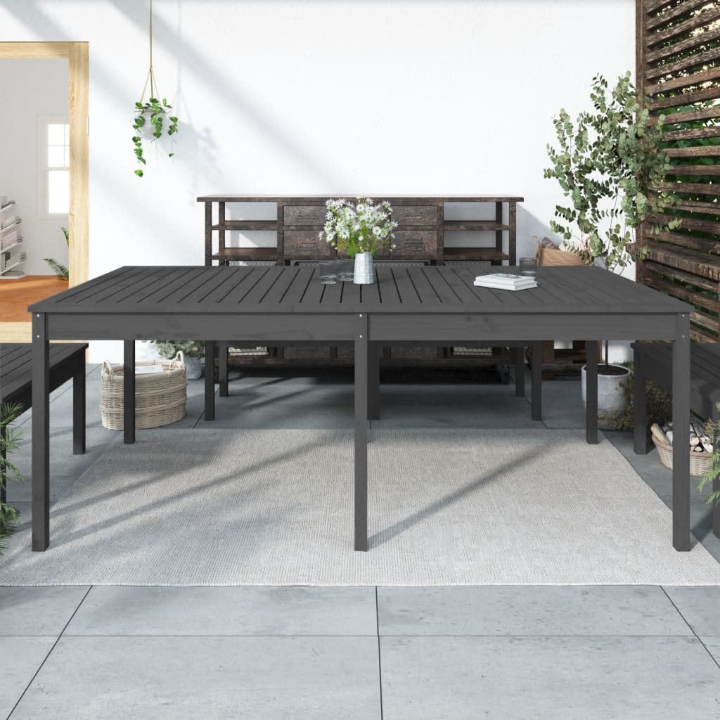 Gartentisch Grau 203,5x100x76 cm Massivholz Kiefer