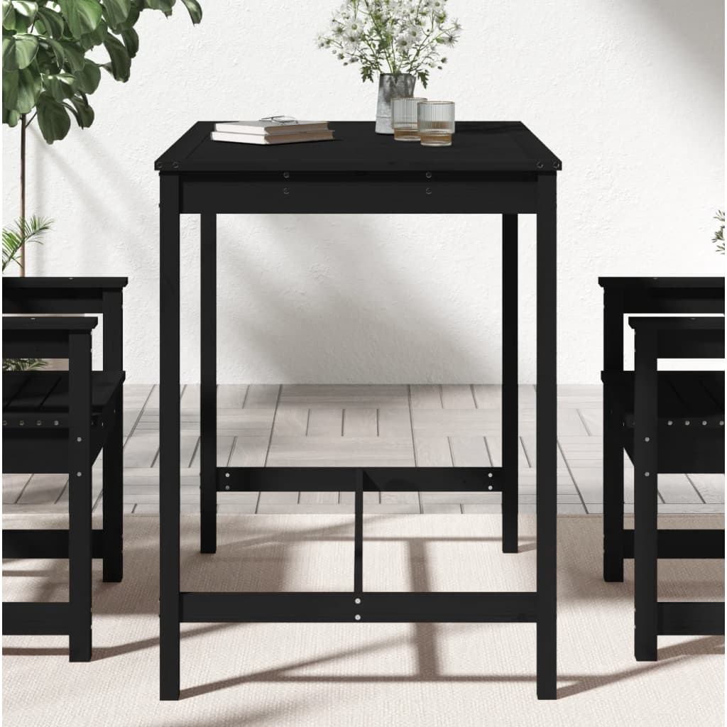 Gartentisch Schwarz 121x82,5x110 cm Massivholz Kiefer
