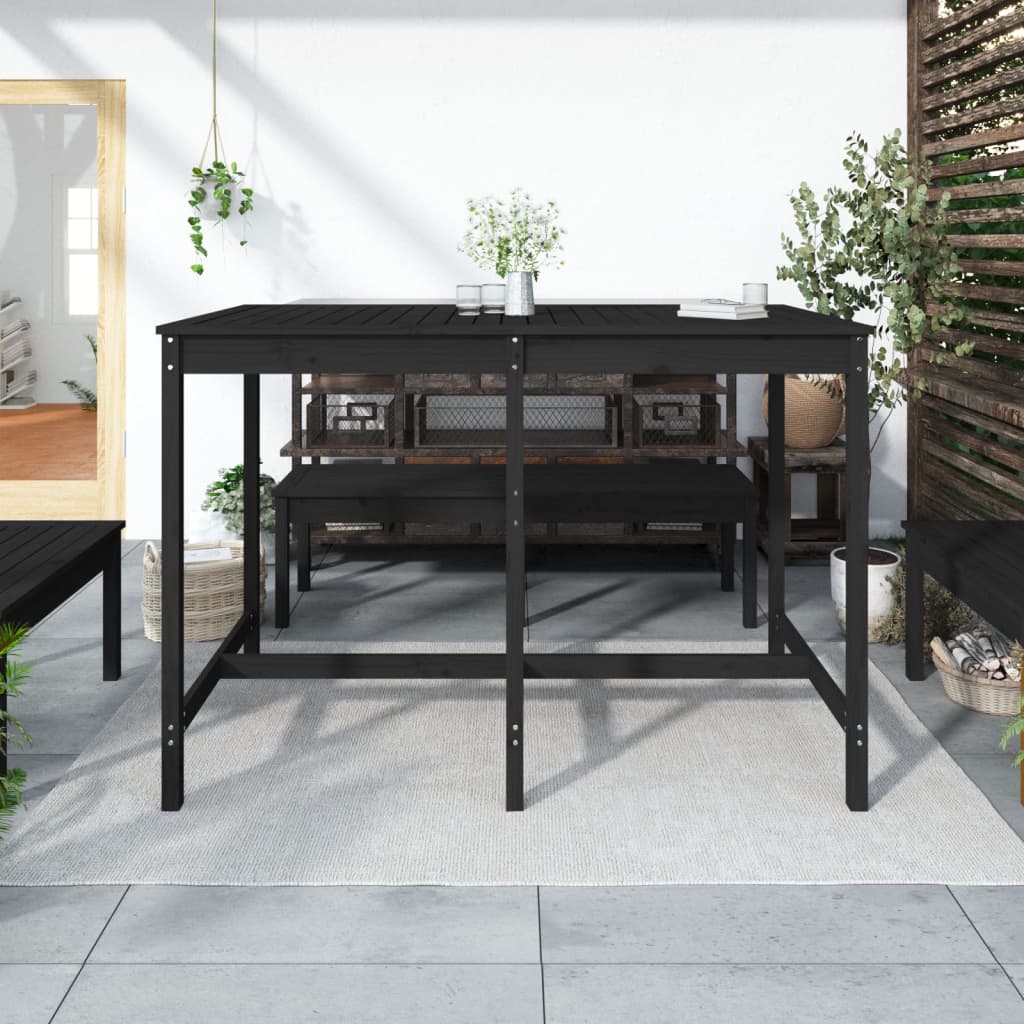 Gartentisch Schwarz 159,5x82,5x110 cm Massivholz Kiefer