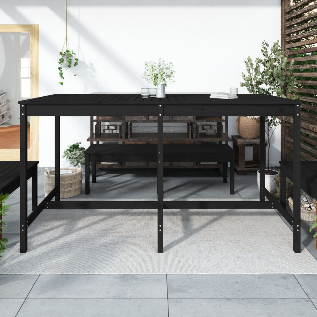 Gartentisch Schwarz 203,5x90x110 cm Massivholz Kiefer