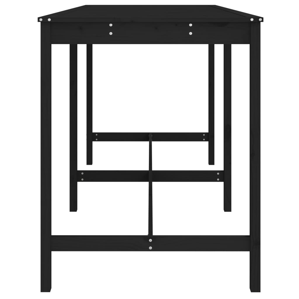 Gartentisch Schwarz 203,5x90x110 cm Massivholz Kiefer