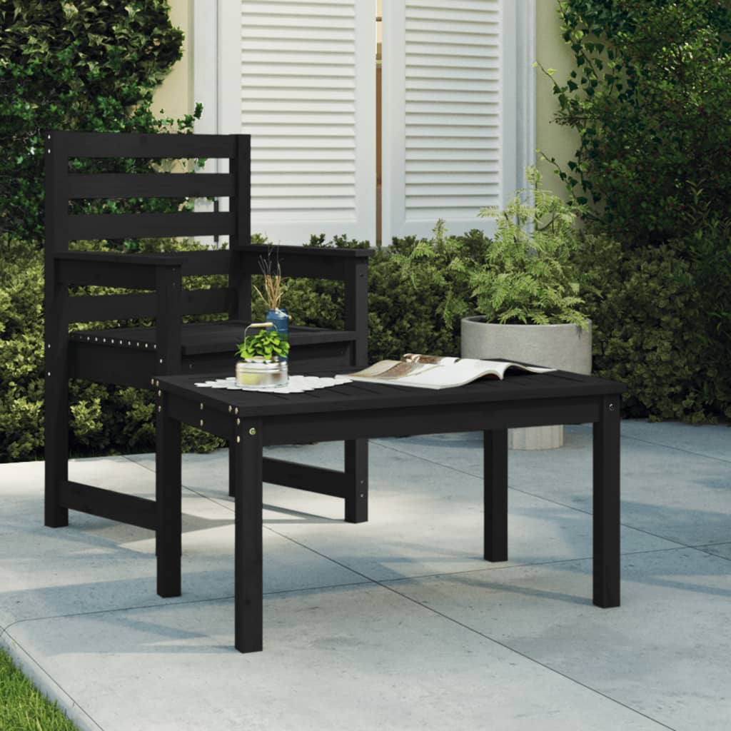 Gartentisch Schwarz 82,5x50,5x45 cm Massivholz Kiefer