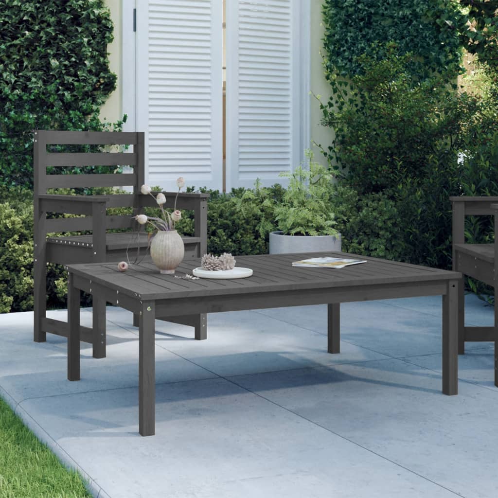 Gartentisch Grau 121x82,5x45 cm Massivholz Kiefer