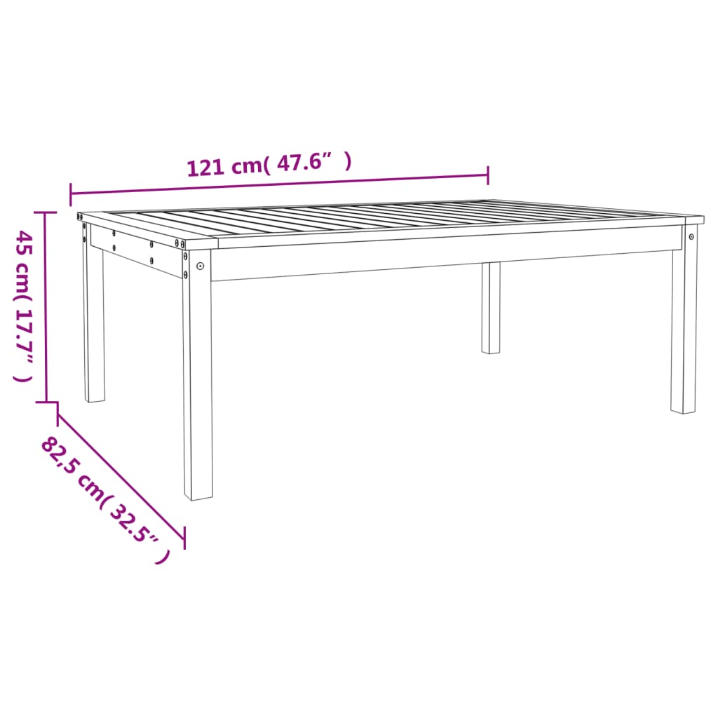 Gartentisch Honigbraun 121x82,5x45 cm Massivholz Kiefer