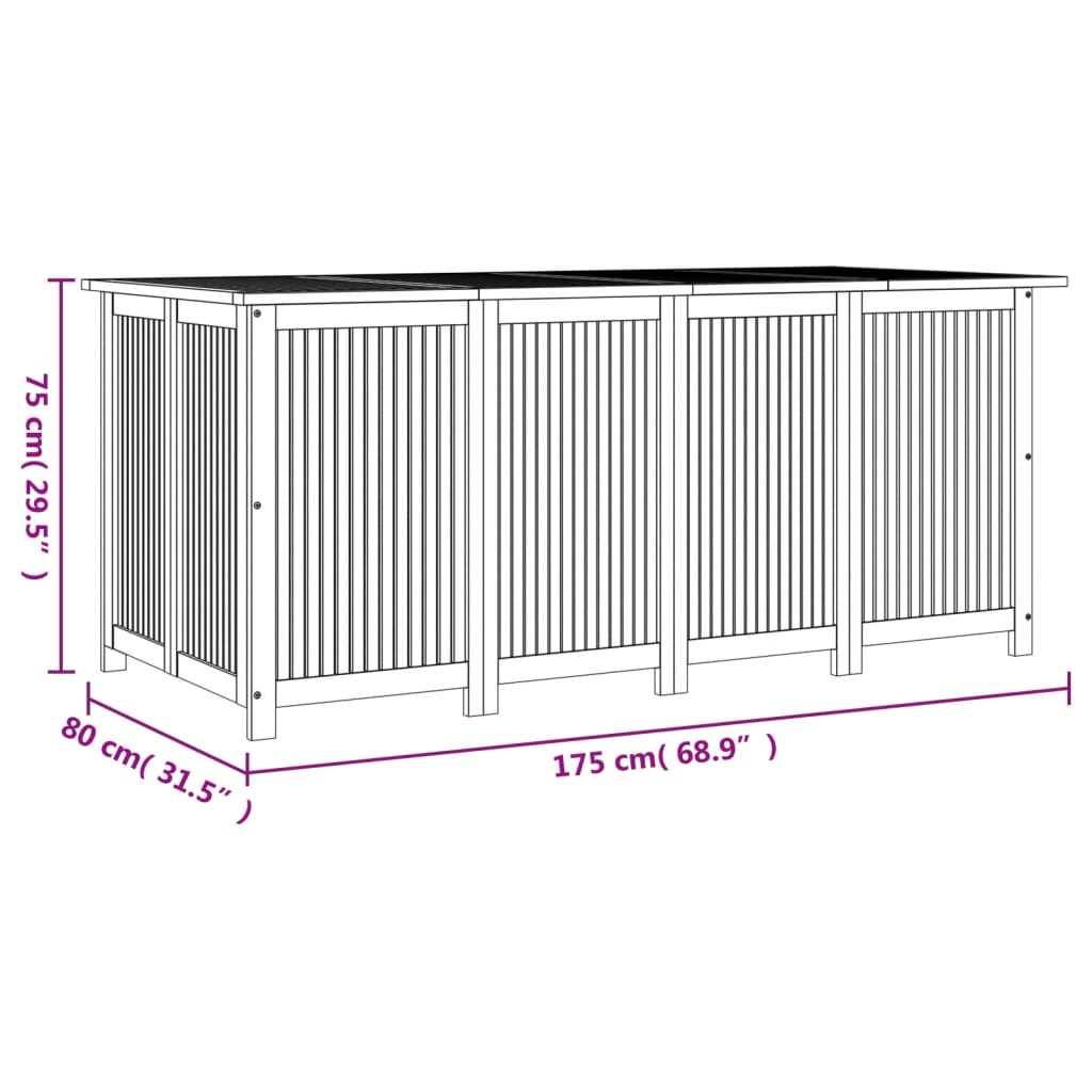 Gartenbox 175x80x75 cm Massivholz Akazie