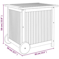 Thumbnail for Gartentruhe mit Rollen 60x50x58 cm Massivholz Akazie