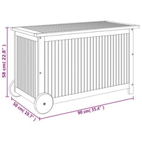 Thumbnail for Gartentruhe mit Rollen 90x50x58 cm Massivholz Akazie