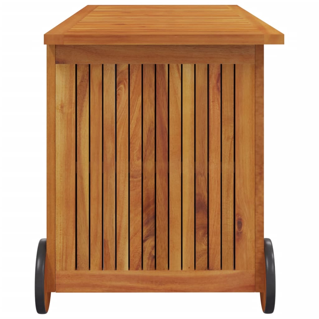 Gartentruhe mit Rollen 113x50x58 cm Massivholz Akazie