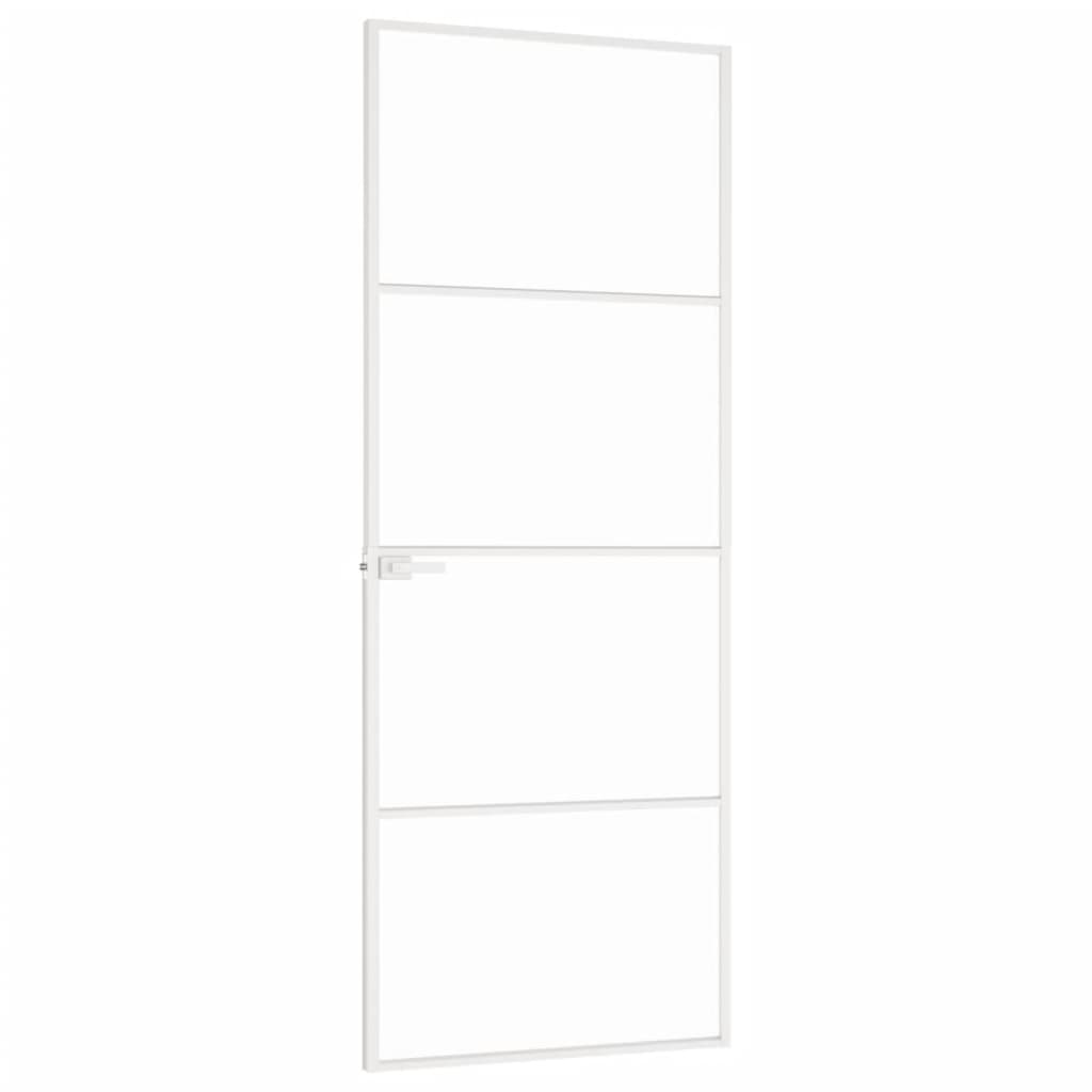 Innentür Weiß 76x201,5 cm Hartglas & Aluminium Schlank