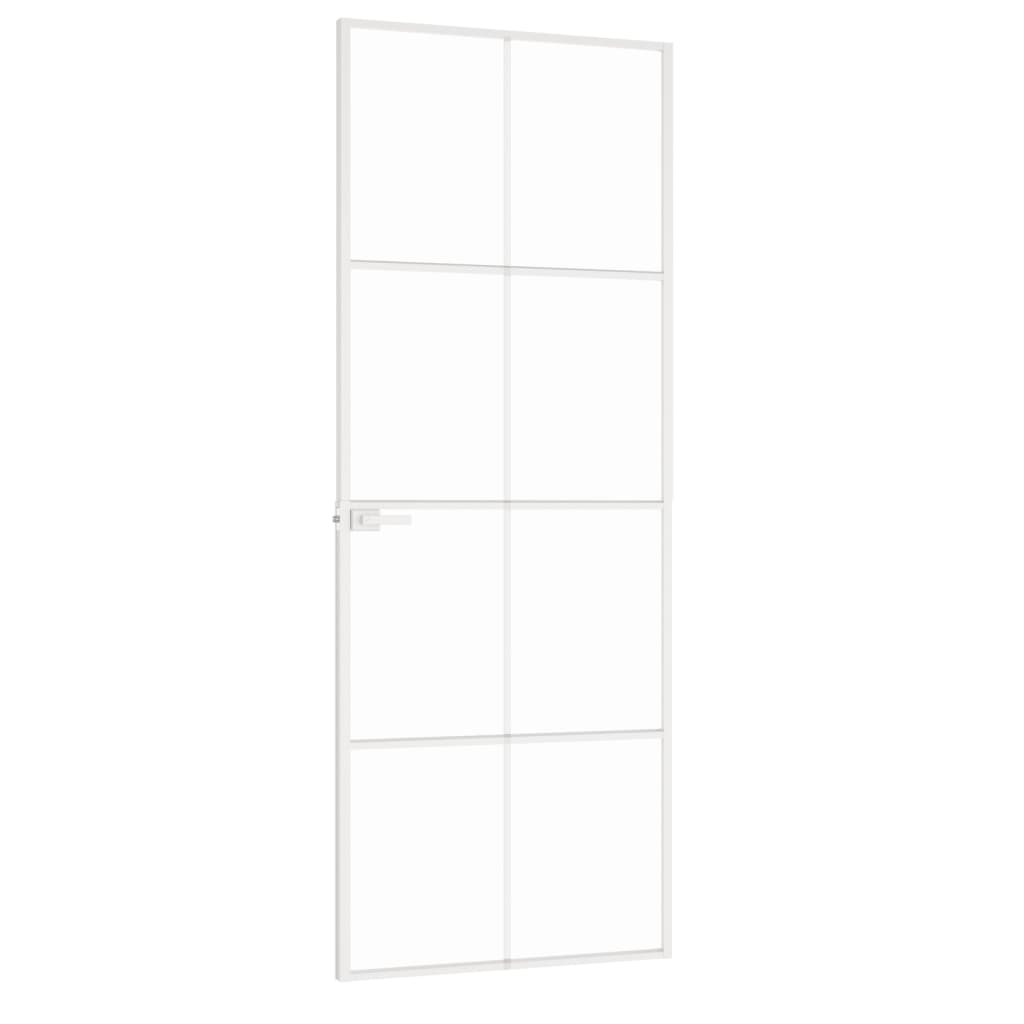 Innentür Weiß 76x201,5 cm Hartglas & Aluminium Schlank