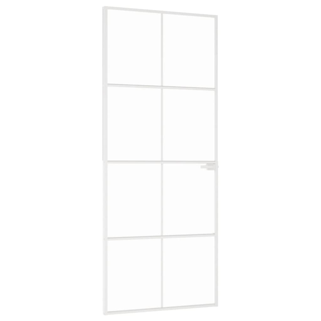 Innentür Weiß 83x201,5 cm Hartglas & Aluminium Schlank