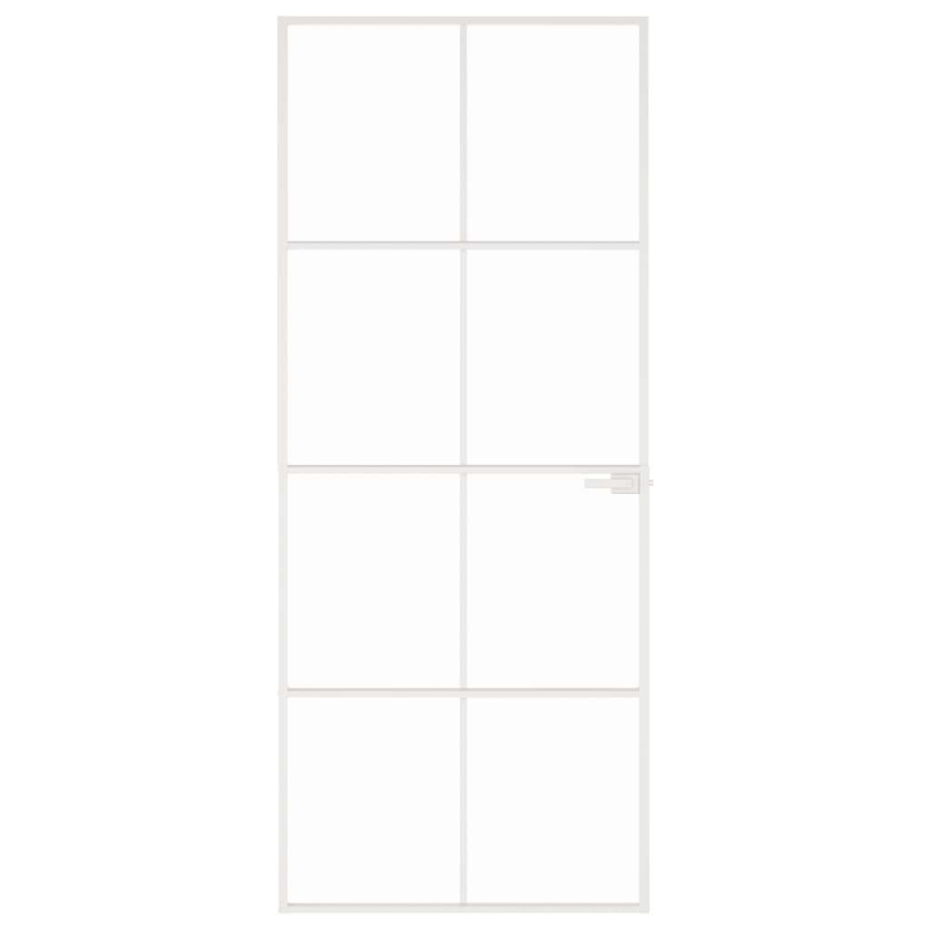 Innentür Weiß 83x201,5 cm Hartglas & Aluminium Schlank