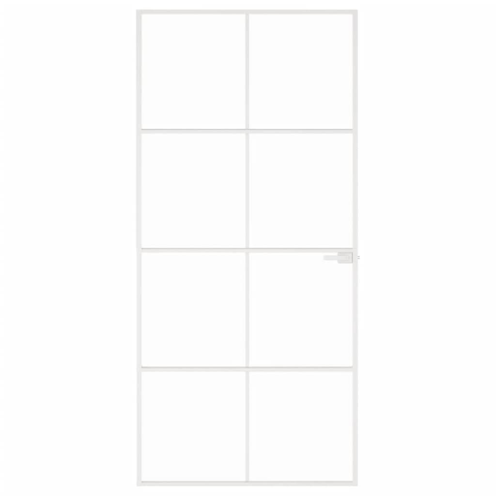 Innentür Weiß 93x201,5 cm Hartglas & Aluminium Schlank
