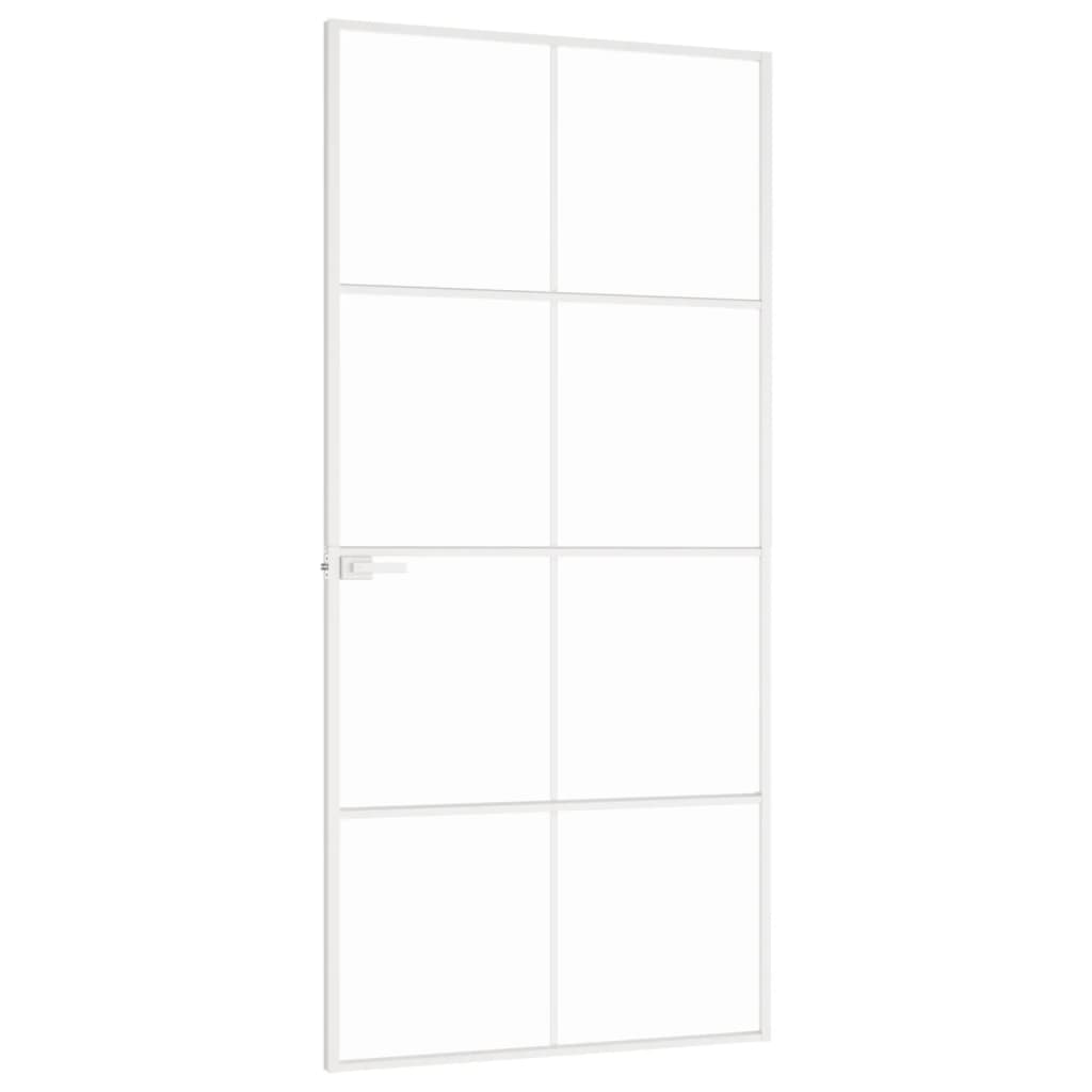 Innentür Weiß 93x201,5 cm Hartglas & Aluminium Schlank