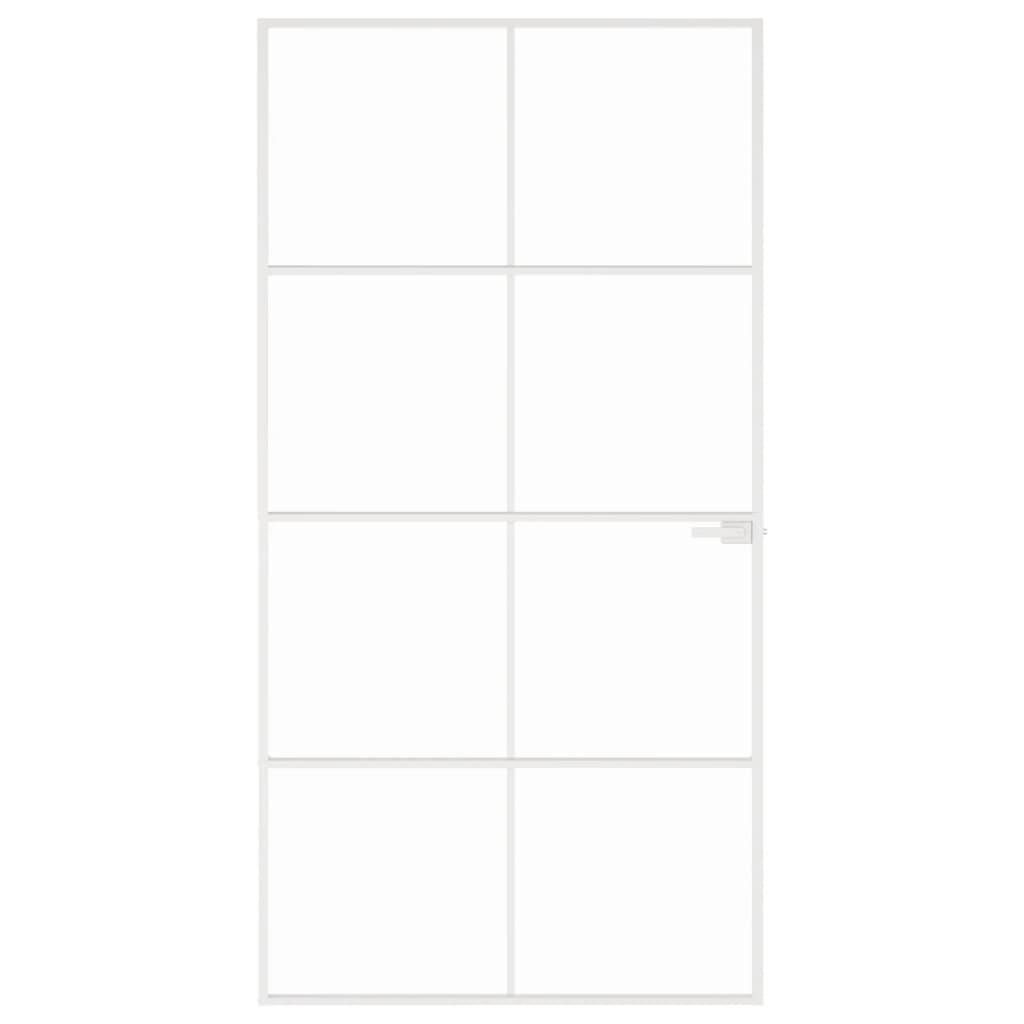 Innentür Weiß 102x201,5 cm Hartglas & Aluminium Schlank
