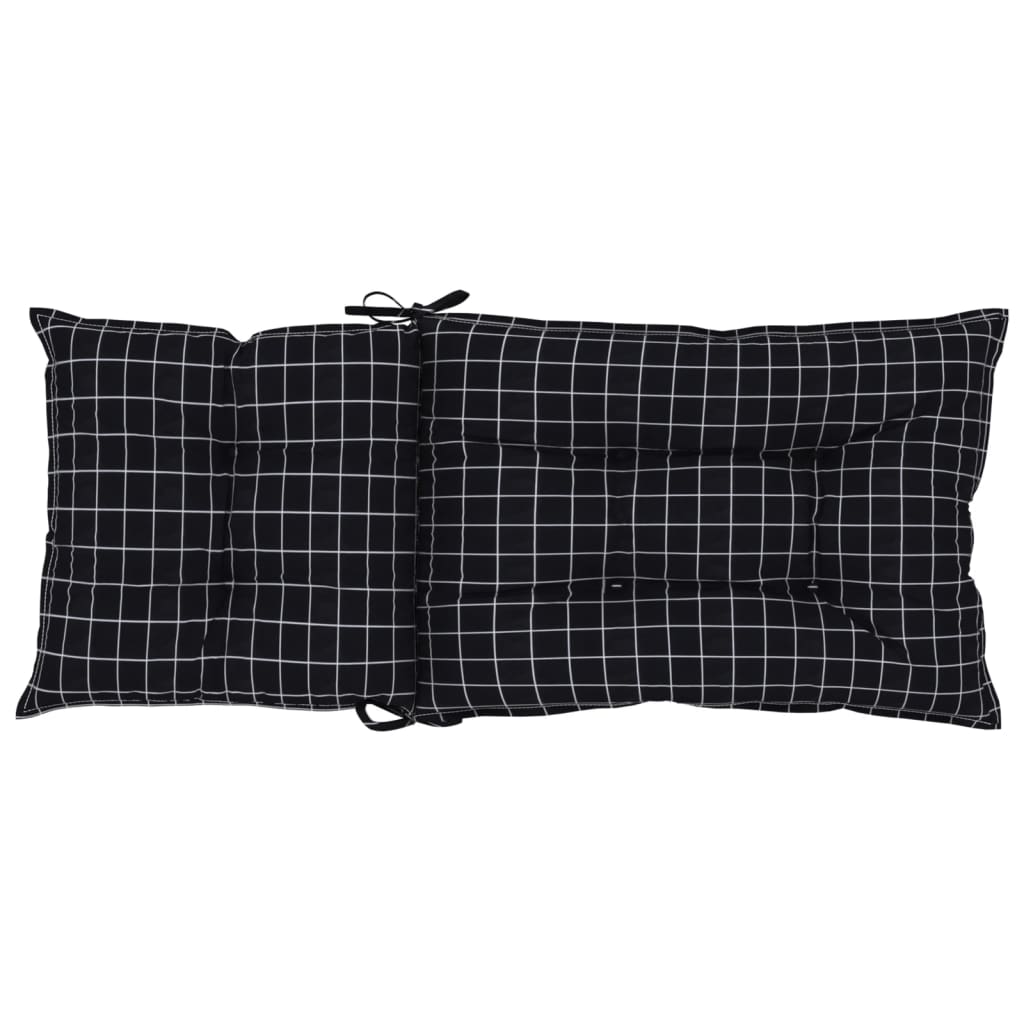 Stuhlauflagen 2 Stk. Schwarz Karomuster 120x50x7 cm Stoff