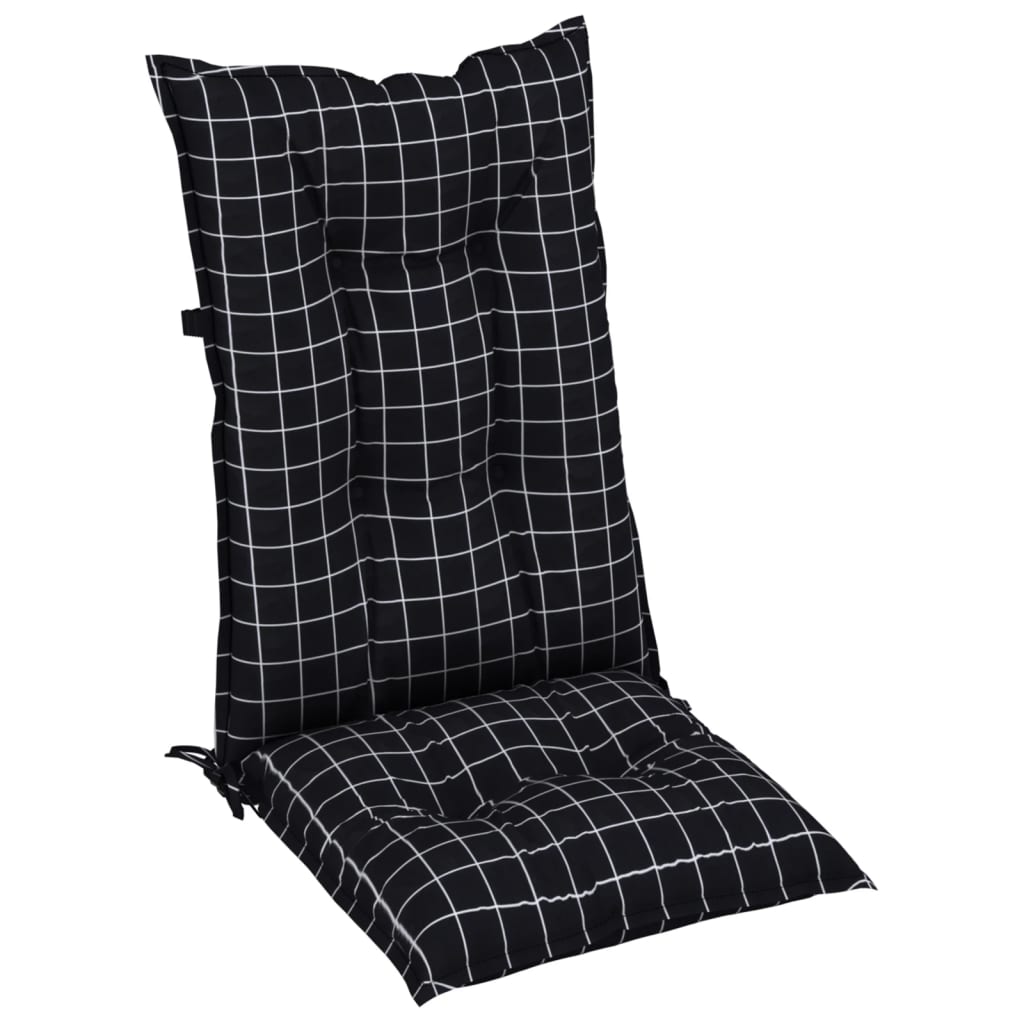 Stuhlauflagen 4 Stk. Schwarz Karomuster 120x50x7 cm Stoff