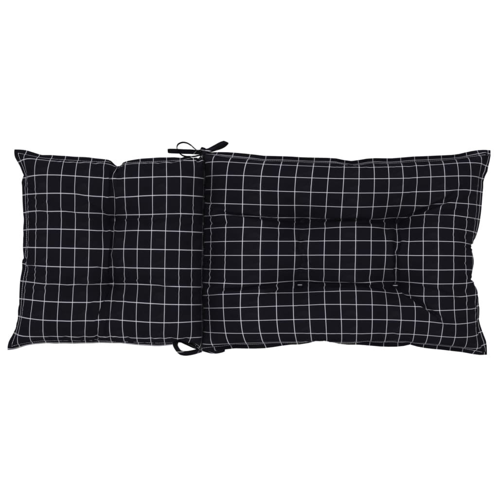 Stuhlauflagen 4 Stk. Schwarz Karomuster 120x50x7 cm Stoff