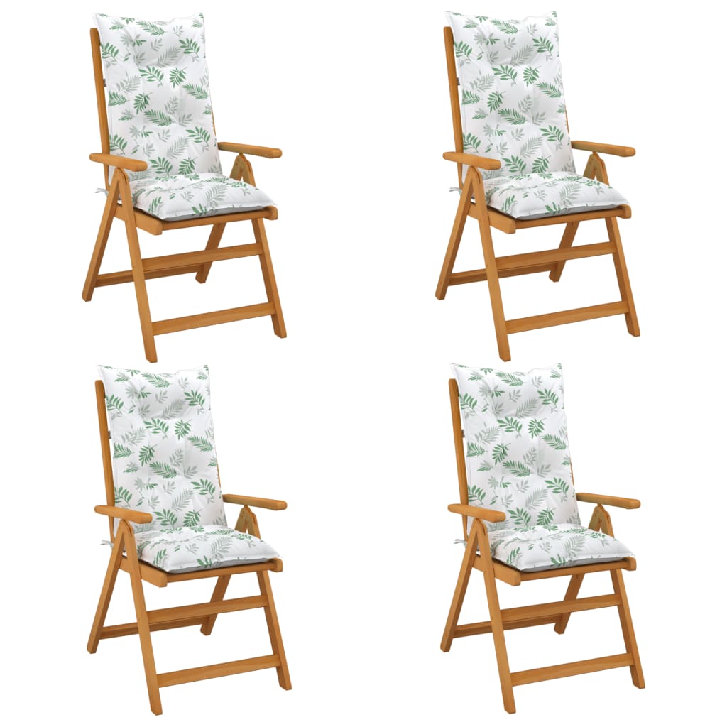 Stuhlauflagen 4 Stk. Blattmuster 120x50x7 cm Stoff