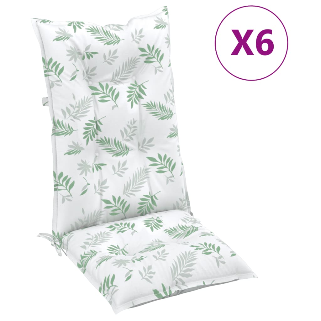 Stuhlauflagen 6 Stk. Blattmuster 120x50x7 cm Stoff