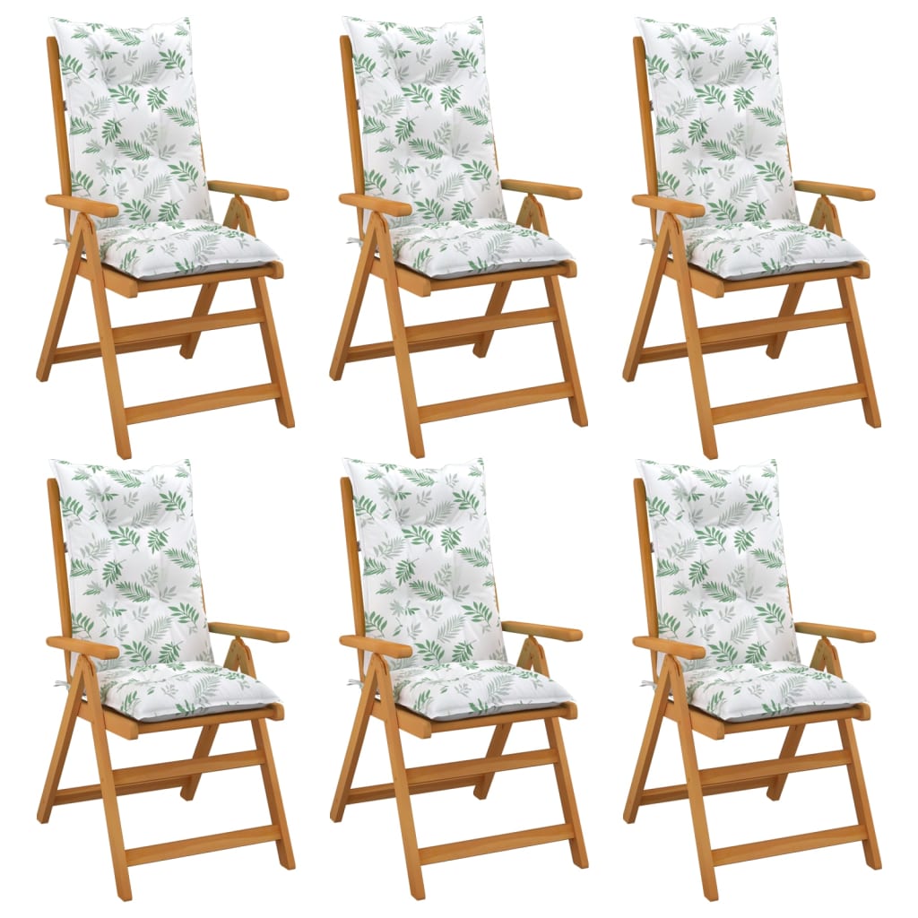 Stuhlauflagen 6 Stk. Blattmuster 120x50x7 cm Stoff