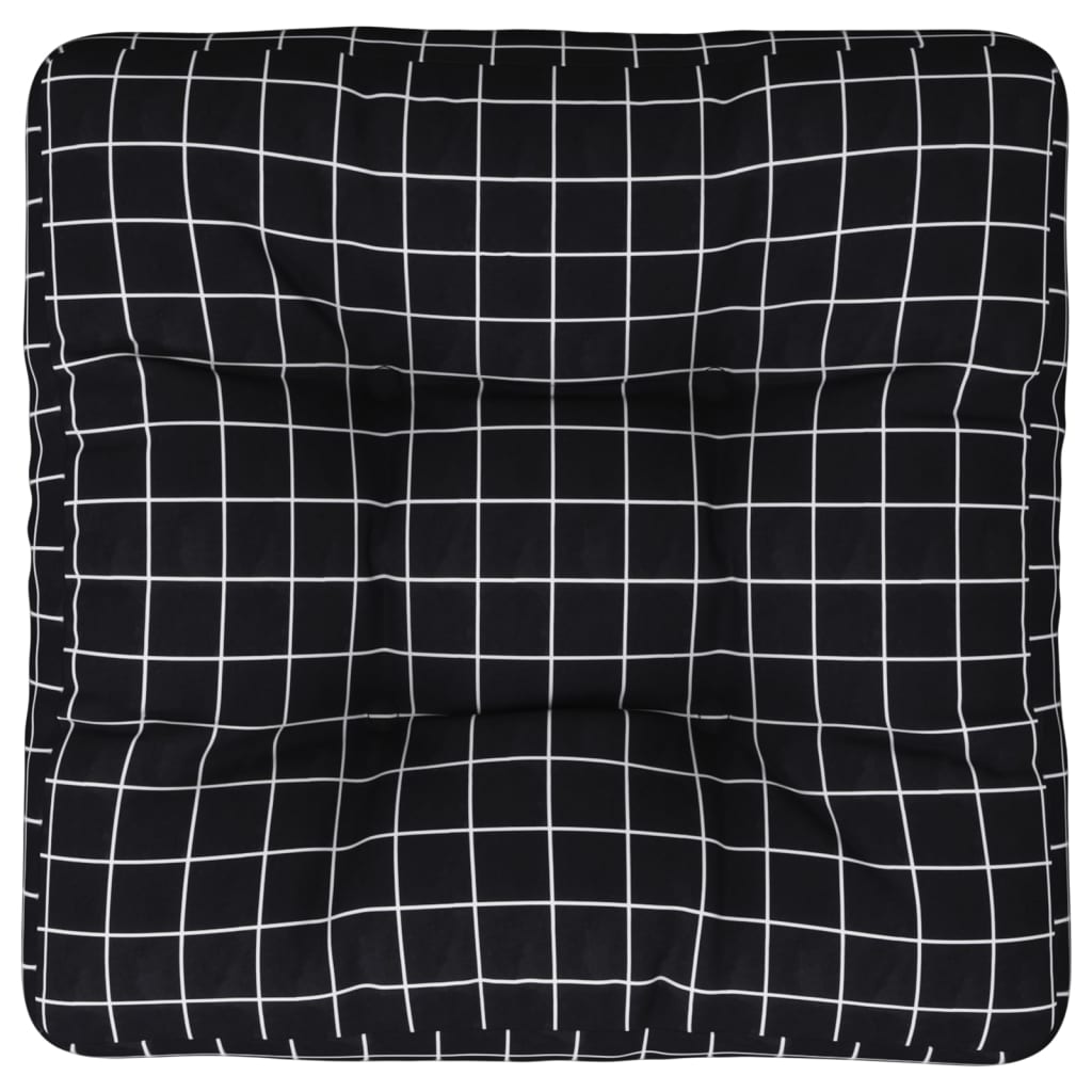 Palettenkissen Schwarz Karomuster 50x50x12 cm Stoff