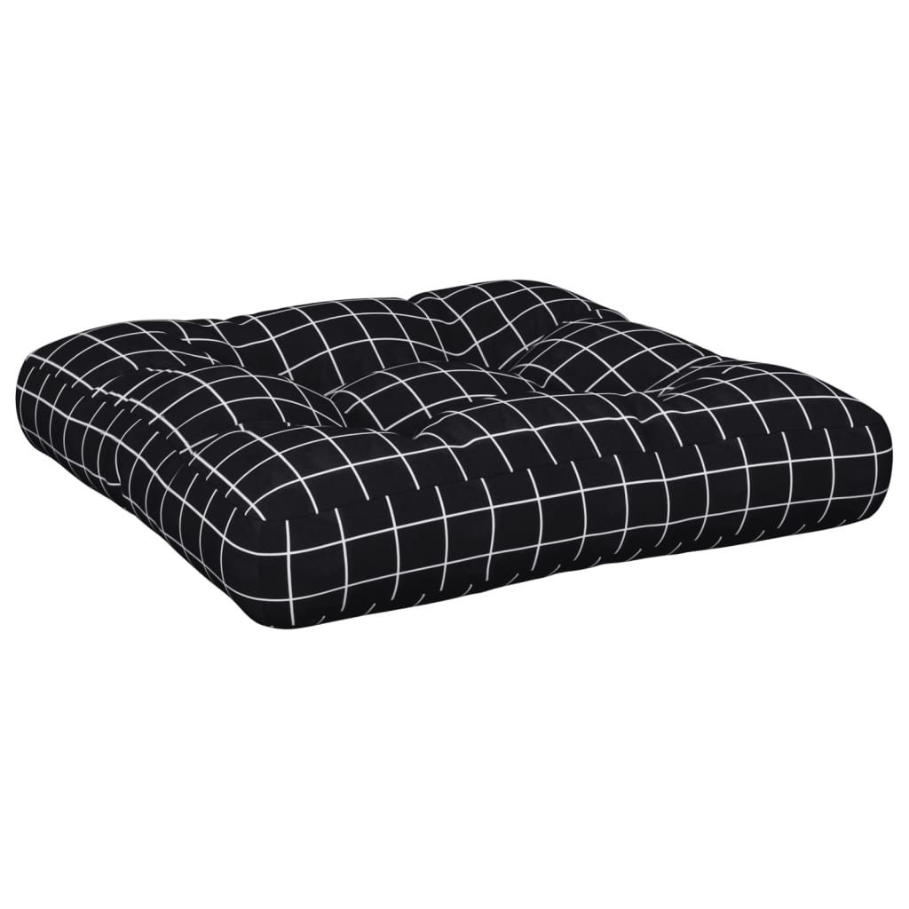 Palettenkissen Schwarz Karomuster 50x50x12 cm Stoff