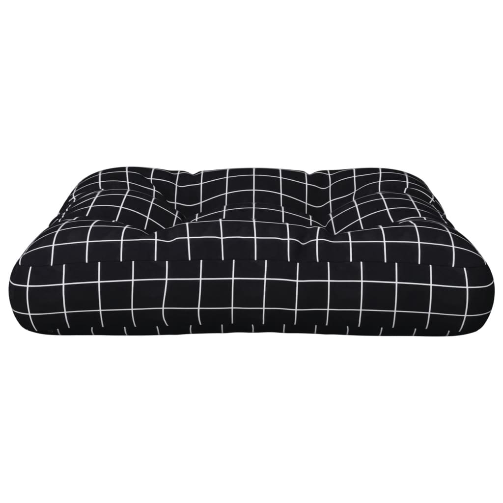Palettenkissen Schwarz Karomuster 50x50x12 cm Stoff