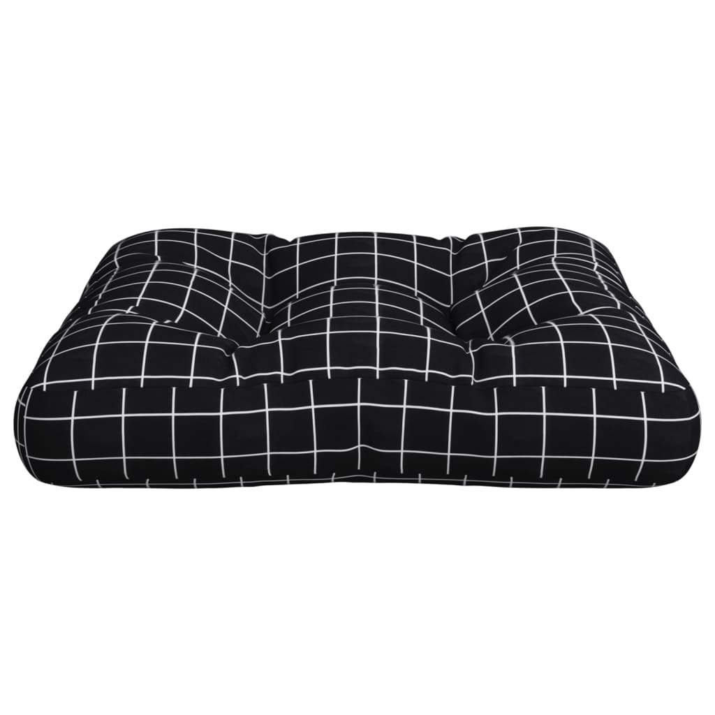 Palettenkissen Schwarz Karomuster 50x50x12 cm Stoff