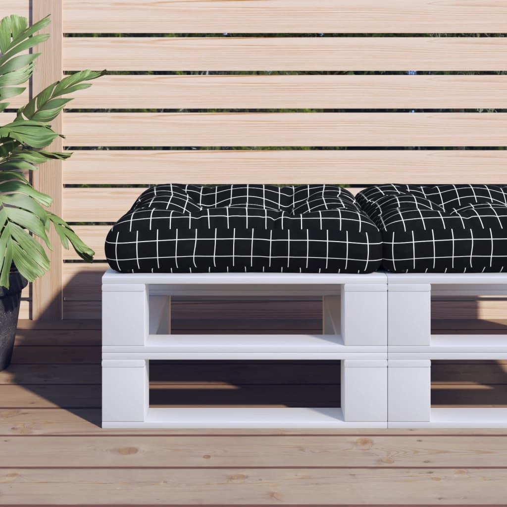 Palettenkissen Schwarz Karomuster 50x50x12 cm Stoff
