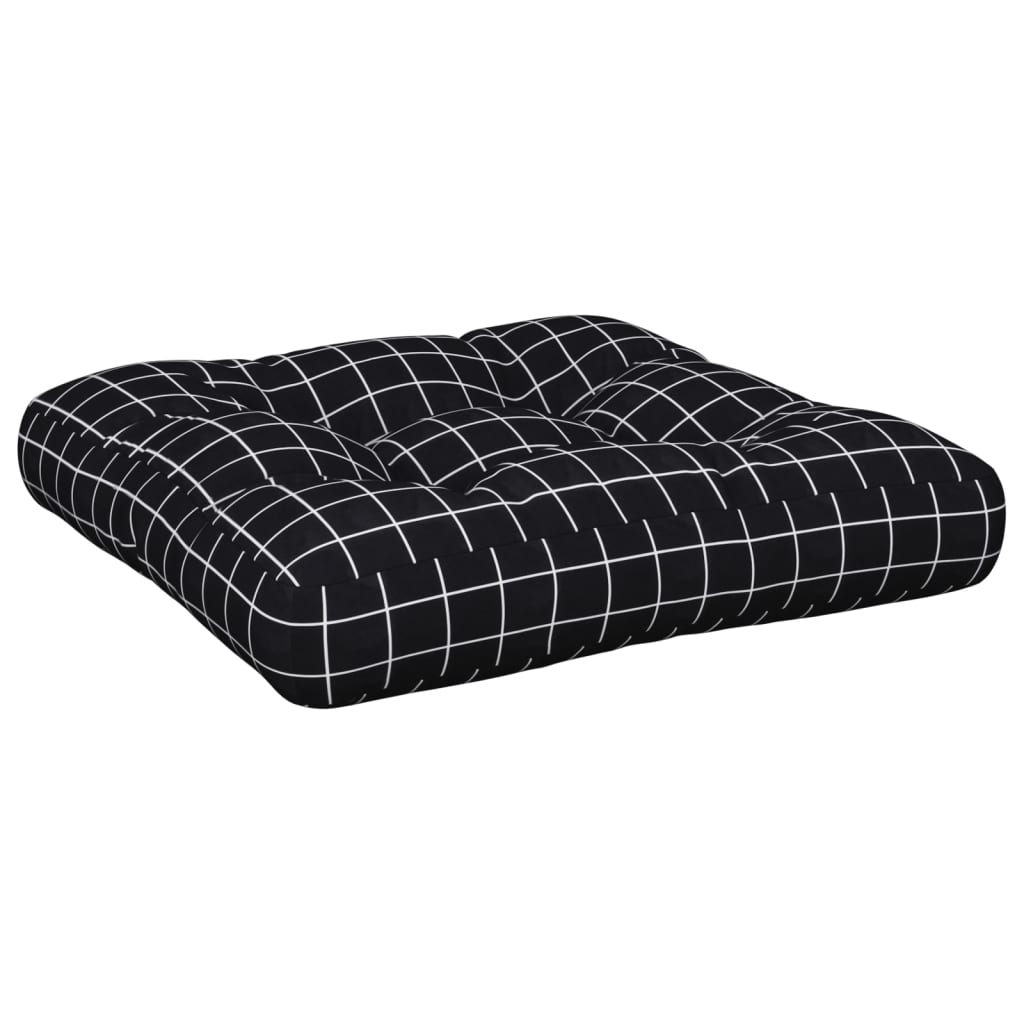 Palettenkissen Schwarz Karomuster 60x60x12 cm Stoff
