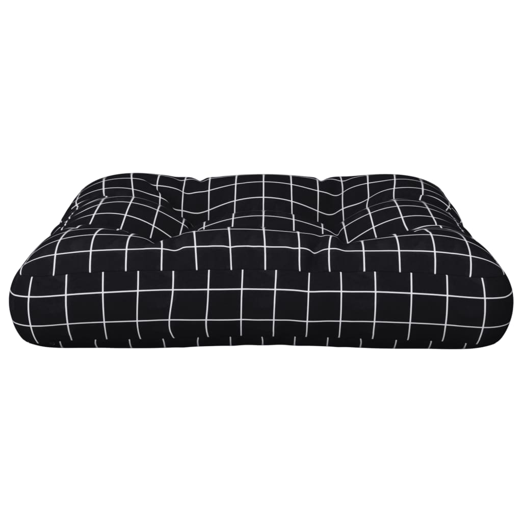 Palettenkissen Schwarz Karomuster 60x60x12 cm Stoff