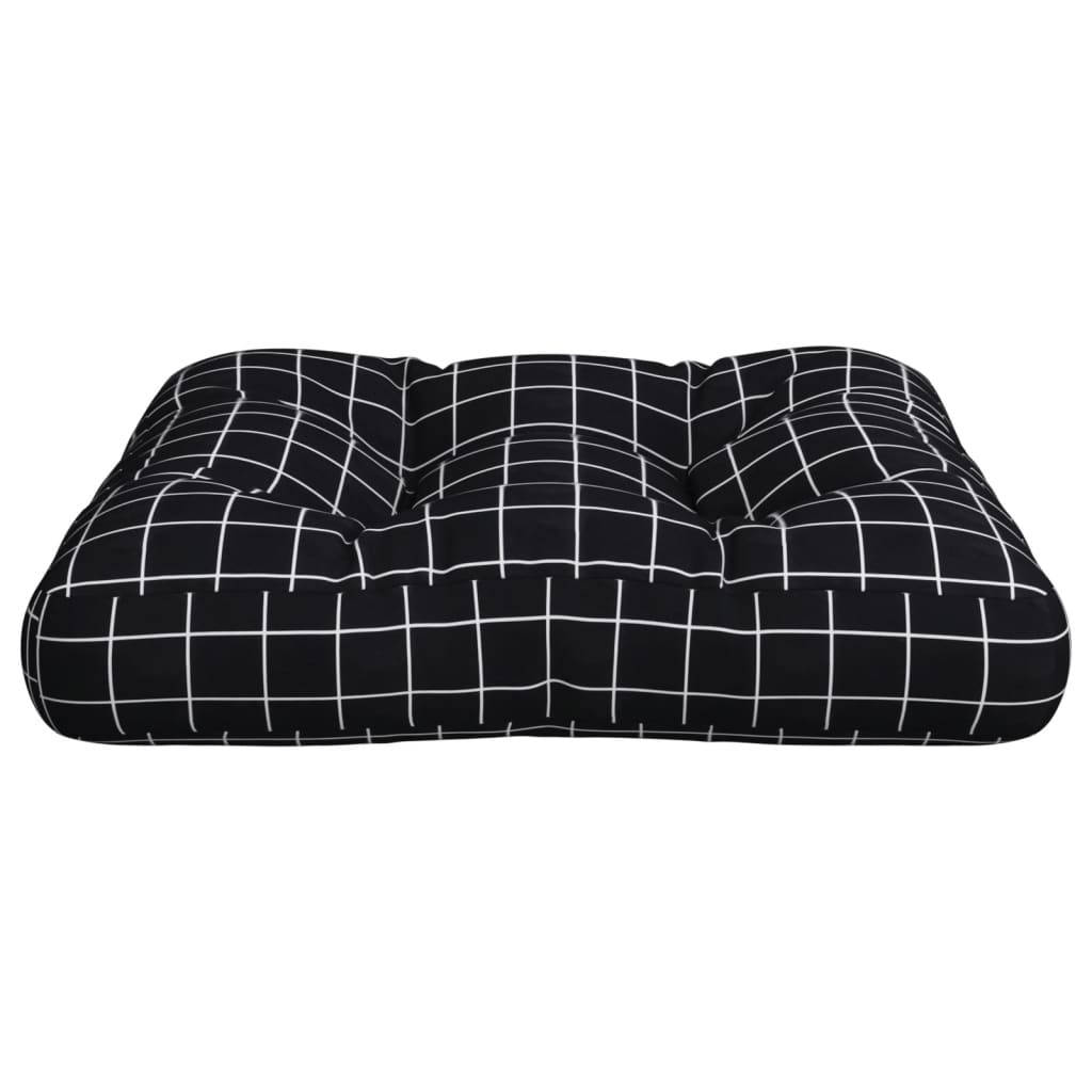 Palettenkissen Schwarz Karomuster 60x60x12 cm Stoff