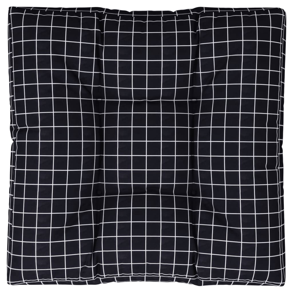 Palettenkissen Schwarz Karomuster 70x70x12 cm Stoff