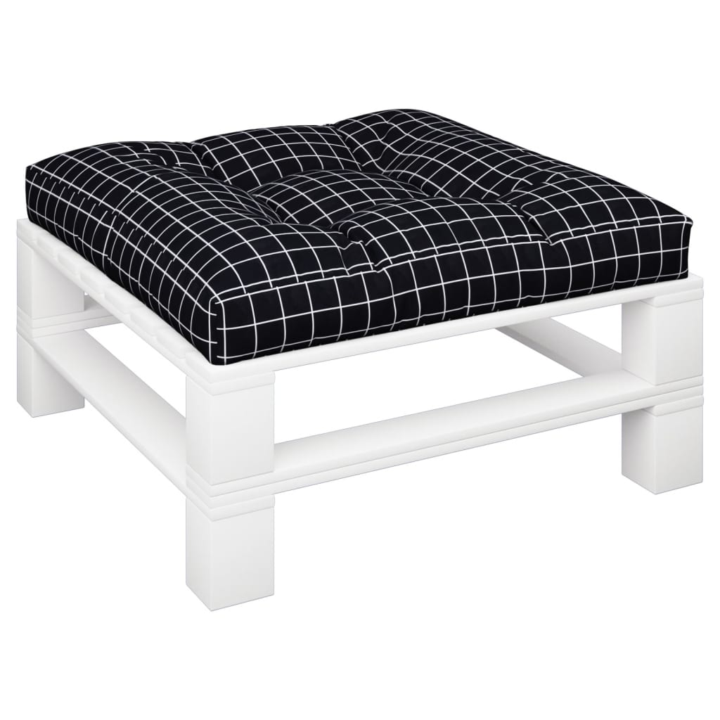 Palettenkissen Schwarz Karomuster 70x70x12 cm Stoff