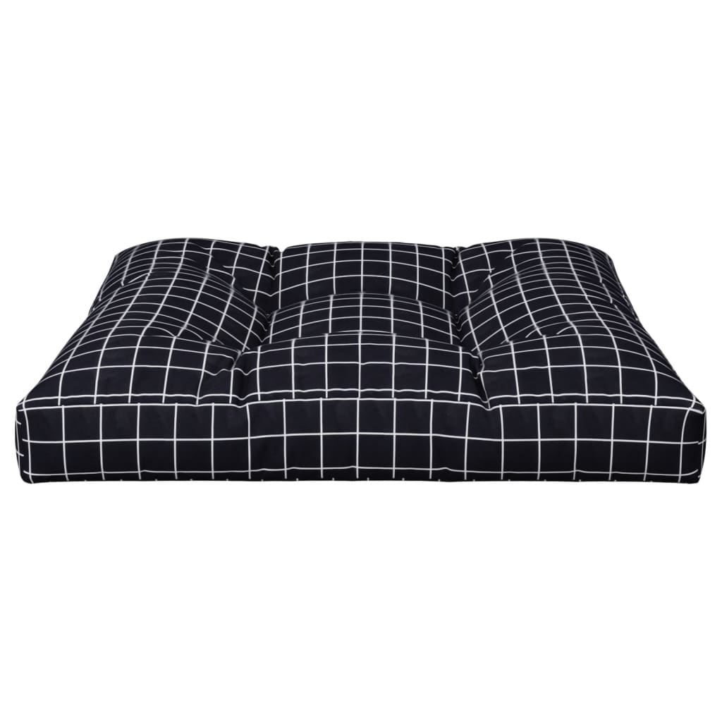 Palettenkissen Schwarz Karomuster 70x70x12 cm Stoff