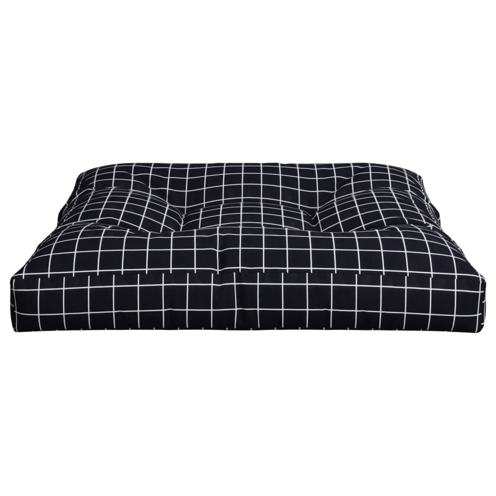 Palettenkissen Schwarz Karomuster 70x70x12 cm Stoff