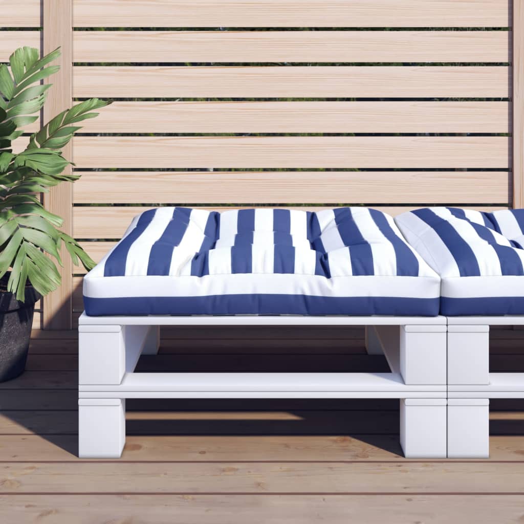 Palettenkissen Blau Weiß Gestreift 80x80x12 cm Stoff