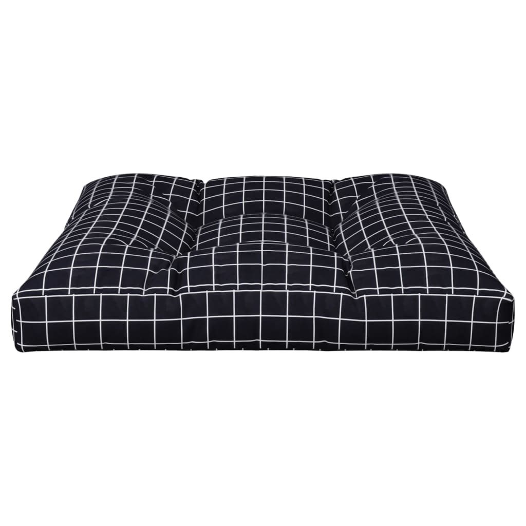 Palettenkissen Schwarz Karomuster 80x80x12 cm Stoff