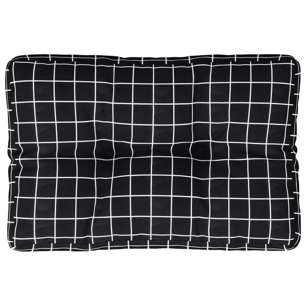 Palettenkissen Schwarz Karomuster 50x40x12 cm Stoff