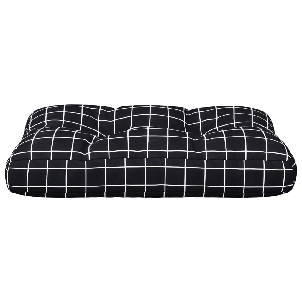 Palettenkissen Schwarz Karomuster 50x40x12 cm Stoff