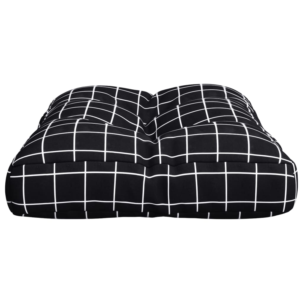 Palettenkissen Schwarz Karomuster 50x40x12 cm Stoff