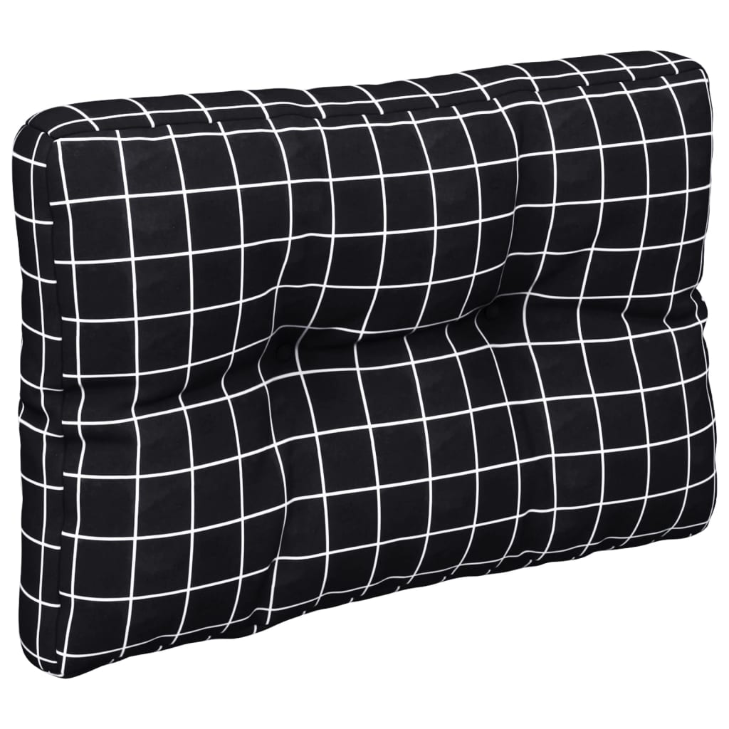 Palettenkissen Schwarz Karomuster 60x40x12 cm Stoff