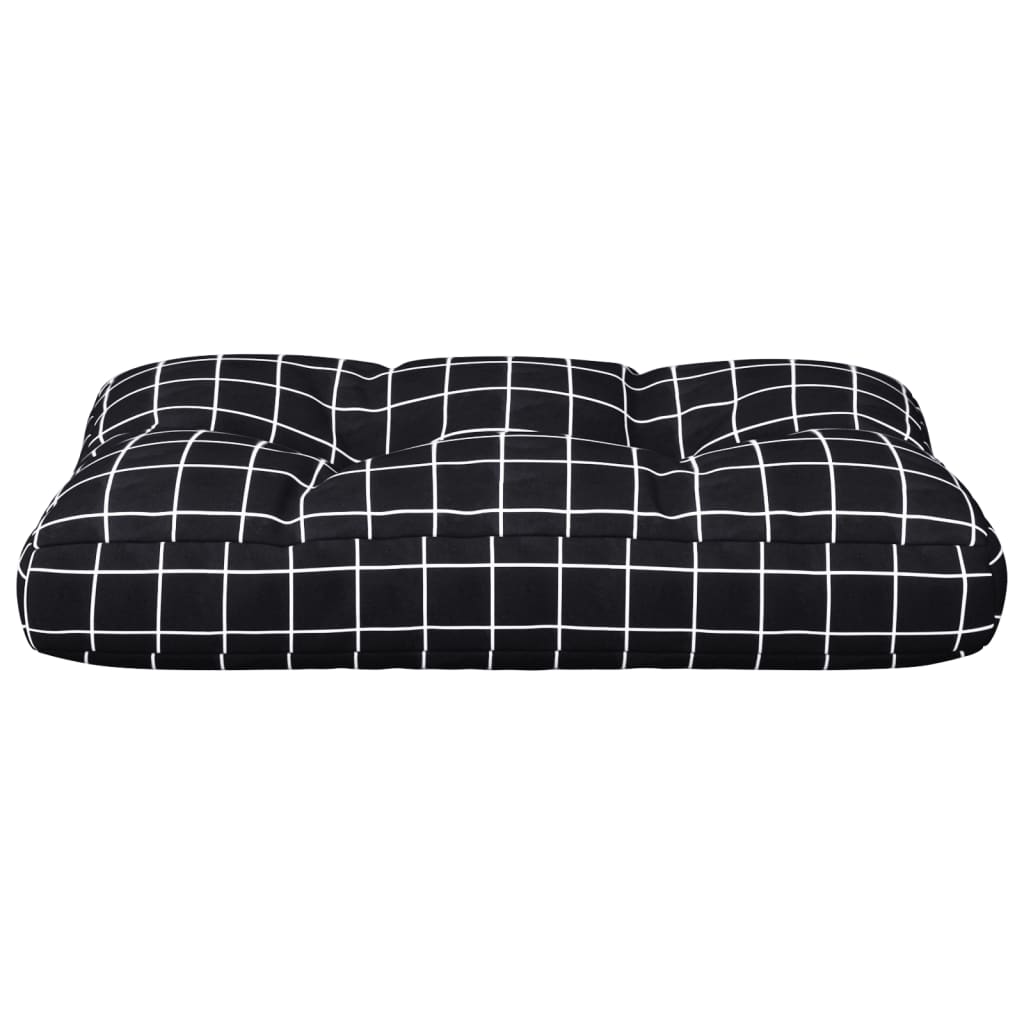 Palettenkissen Schwarz Karomuster 60x40x12 cm Stoff