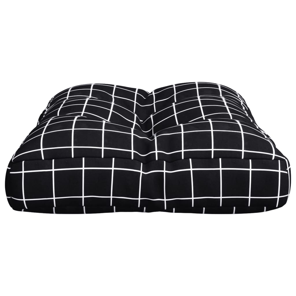 Palettenkissen Schwarz Karomuster 60x40x12 cm Stoff