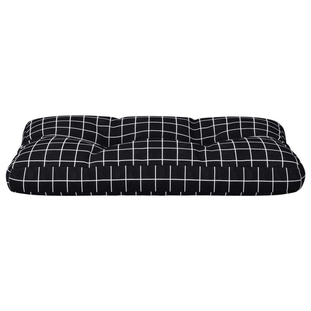 Palettenkissen Schwarz Karomuster 70x40x12 cm Stoff