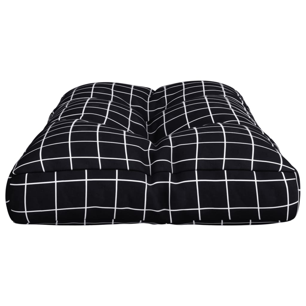 Palettenkissen Schwarz Karomuster 70x40x12 cm Stoff