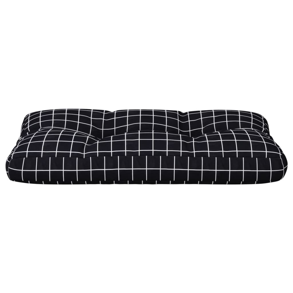 Palettenkissen Schwarz Karomuster 80x40x12 cm Stoff