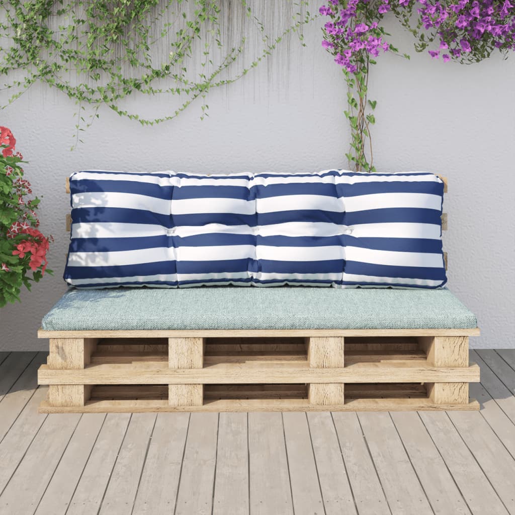 Kissen für Palettensofa Blau Weiß Gestreift 120x40x12 cm Stoff