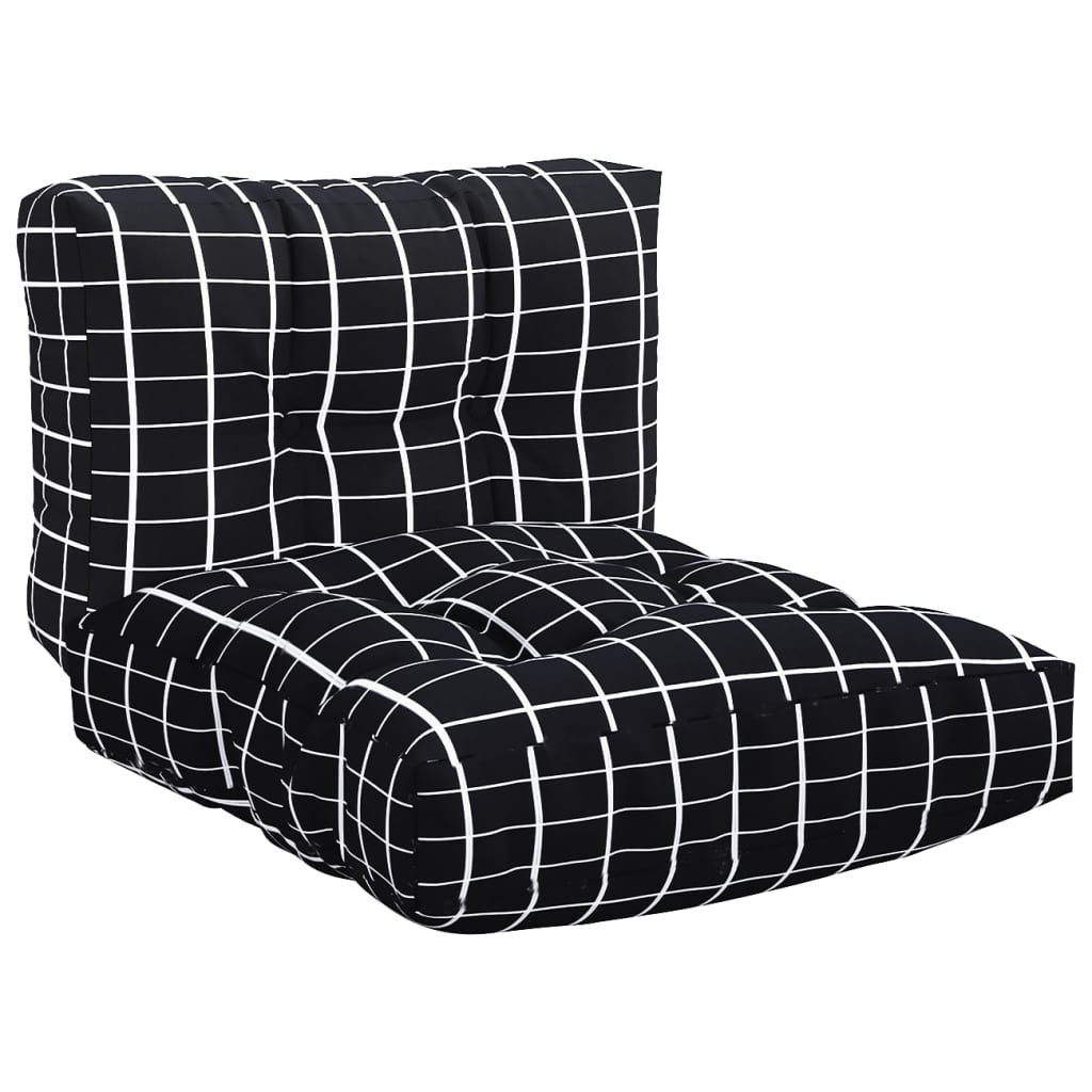 Kissen für Palettensofa 2 Stk. Schwarz Karomuster Stoff